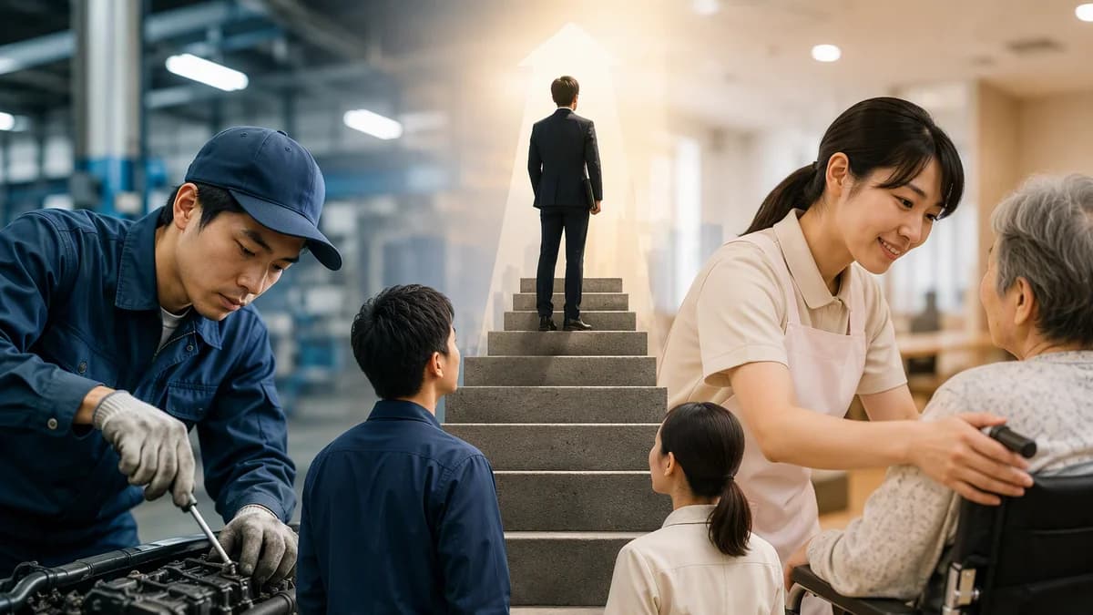 Ilustrasi: Perbedaan Tokutei Ginou 1 dan 2 serta jenjang kariernya Perbedaan Tokutei Ginou 1 dan 2 serta jenjang kariernya