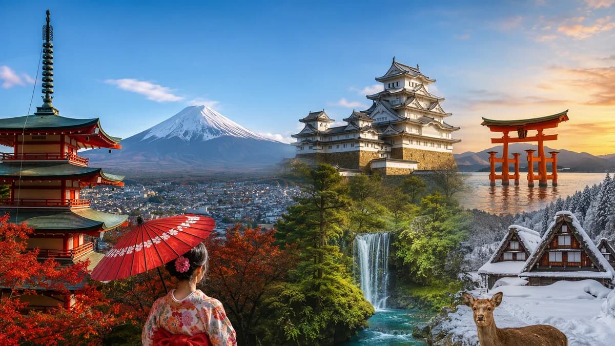 Ilustrasi: Tempat wisata dan destinasi populer di berbagai prefektur Jepang Tempat wisata dan destinasi populer di berbagai prefektur Jepang