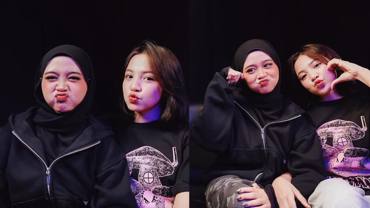 Tasya dan Nayla Fardilla berpose bersama dengan ekspresi ceria